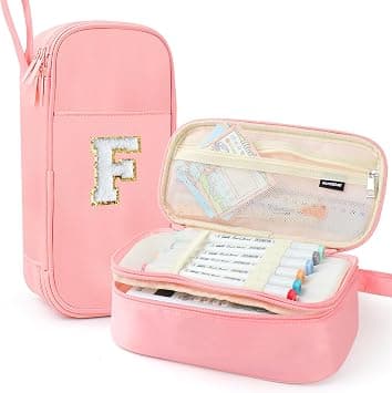 Cute Large Pencil Case Pouch,Personalized Initial Pencil Bag for Girls Boy | Multiple Pockets With Smooth Dual-Zipper, Big Capacity Aesthetic Pen Case Bag For Kids College Art School Gift on Amazon.ae - Price Tracker