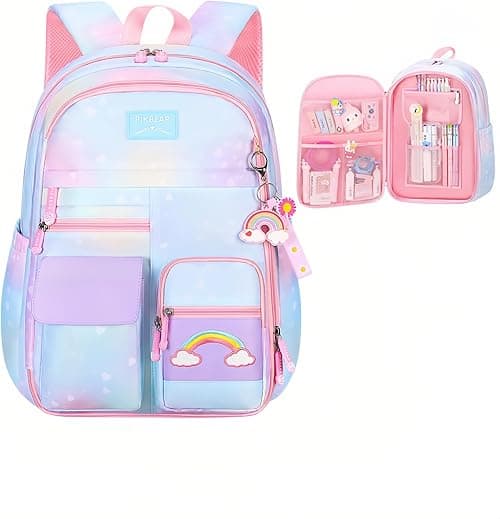 Girls School Backpack,Cute Backpacks for Girls,Elementary School Bag for Teen Girls,Gradient Kids Bookbag with Compartments على Amazon.ae - متتبع الأسعار