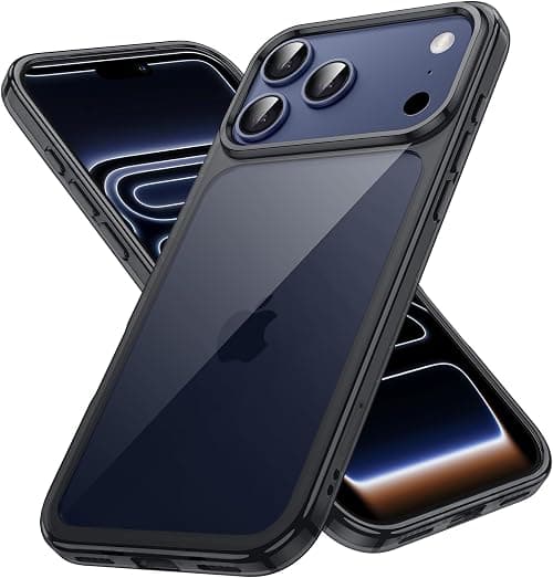 JETech Case for iPhone 17 Pro 6.3-Inch, Non-Yellowing Shockproof Phone Bumper Cover, Anti-Scratch Clear Back (Black) on Amazon.ae - Price Tracker