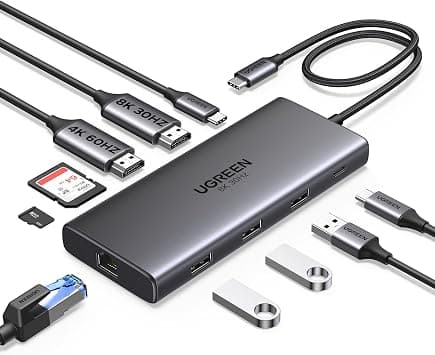UGREEN USB C Docking Station 10-in-1, Dual HDMI 4K@60Hz, Single 8K@30Hz | Gigabit Ethernet, 100W PD, Type C & A Data, SD/TF Ports Revodok Pro 210 (10-in-1) Type C Hub for PC, Thinkpad, HP Laptops على Amazon.ae - متتبع الأسعار