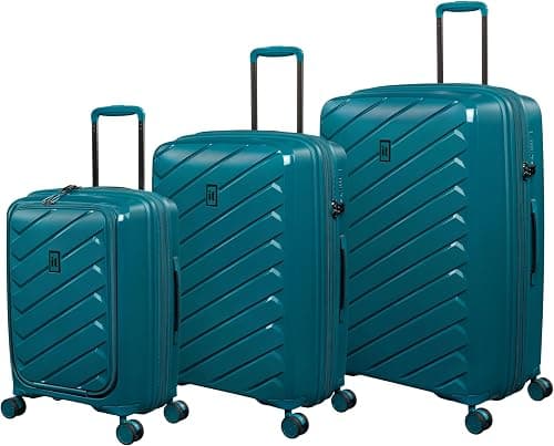 it luggage Influential 3-Piece Set | Hard Shell Travel Bag Luggage | Expandable Trolley Luggage Bag Set with 8x 360 Spinner Wheels TSA Lock Lightweight Polypropylene Suitcases (Blue, 3-Piece Set) on Amazon.ae - Price Tracker