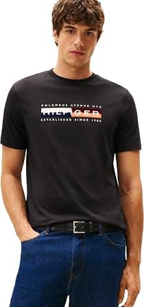 Tommy Hilfiger mens Th Colour Block Graphic Tee Mw0mw40014 S/S T-Shirt (pack of 1) على أمازون - دليلك لأفضل العروض
