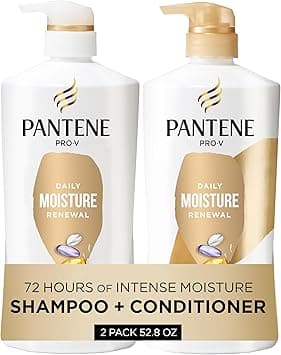 Pantene Shampoo & Conditioner Set, Daily Moisture Renewal - Pro-V Nutrients for Dry, Color-Treated, Straight to Curly Hair, 72-Hour Hydration & Softness, 52.8 Oz Total + Miracle Rescue Shot (0.5 Oz) on Amazon.ae - Price Tracker