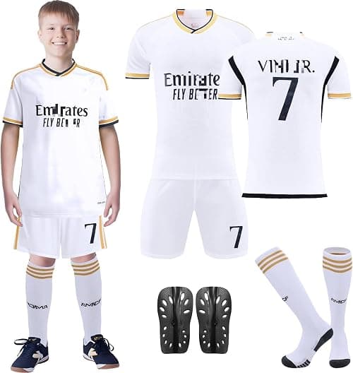 Football Kits for Kids, 23/24 Home Away Soccer Jerseys No.5 Football Kits No.7 Football Kit Football Training Set Football Training Shirts Shorts and Socks for Kids-VC على Amazon.ae - متتبع الأسعار