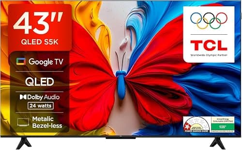 TCL 108 cm (43 inches) Metallic Bezel-Less FHD QLED TV 43S5K (Black) على Amazon.ae - متتبع الأسعار