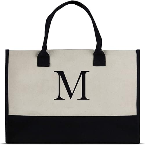 Personalized Gift Monogram Initial 100% Cotton Chic Tote Bag with Customize Option - Black on Amazon.ae - Price Tracker