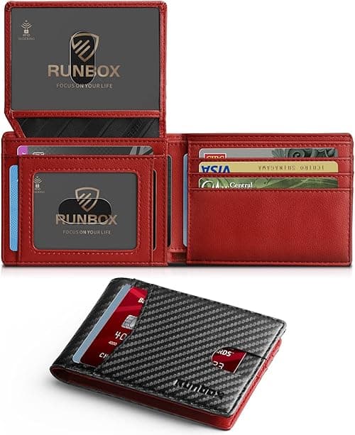 RUNBOX Wallet for Men Slim Rfid Leather 2 ID Window With Gift Box on Amazon.ae - Price Tracker