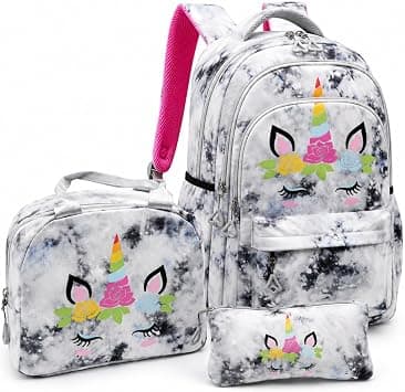 Magic3-Piece Grey School Backpack Set with Lunch Bag & Pencil Pouch, Large Capacity Lightweight School Bag with Adjustable Shoulder Straps for School, Travel & Everyday Use على Amazon.ae - متتبع الأسعار