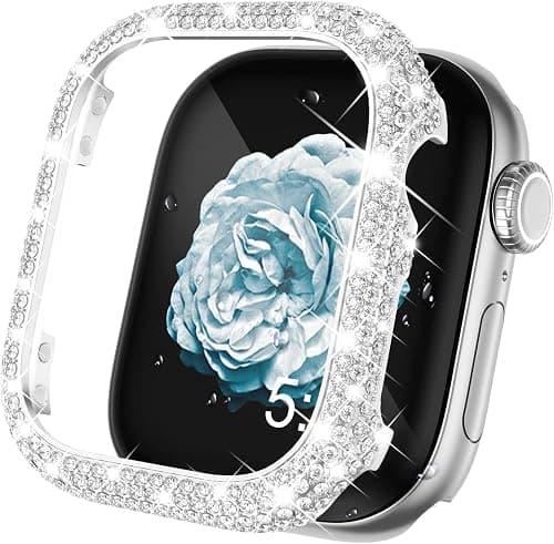 Surace Metal Case Compatible with Apple Watch Case 41mm, Full Bling Crystal Diamond Metal Face Cover Protective Case Bumper for iWatch Series 9/8/7 41mm, Silver on Amazon.ae - Price Tracker
