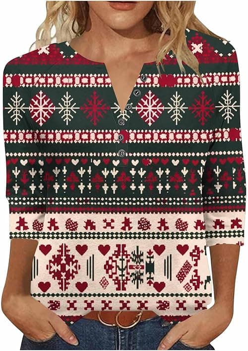 Christmas T Shirt Women Funny Christmas Tee Shirts Long Sleeve Tops V Neck Jumpers Xmas Tree Funny Snowflakes Graphic T Shirts Sweatshirts Novelty Jumper Loose Blouse Pullover Tops on Amazon.ae - Price Tracker
