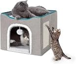 JASDF Cat Beds for Indoor Cats - Large Cat Cave with Fluffy Ball Hanging and Scratch Pad, Foldable Cat Hideaway - Amazon.ae Price Tracker