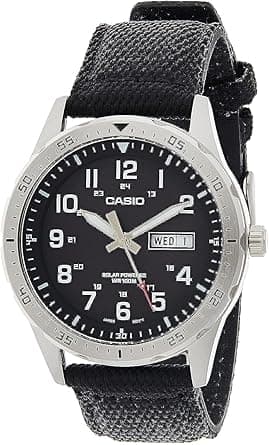 Casio MTPS120L Series | Unisex Analog Watch | 100M WR | Stainless Steel Case | 3 Hand Analog (HR, Min, SEC) | Date Display | Low Battery Alert | Military Styling | Solar Powered on Amazon.ae - Price Tracker