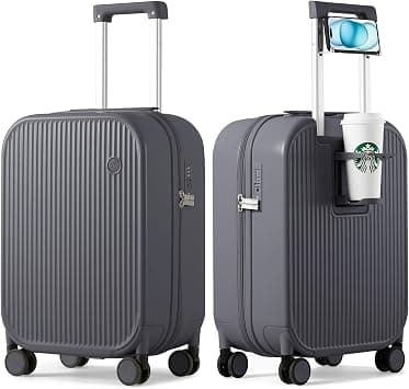 mixi Carry On Luggage with Cup Phone Holder 20 Inch, Rock Grey on Amazon - Best Deal Finder