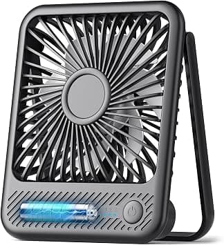 Koonie Desk Fan, Ultra Quiet 2.5-11h Battery Operated Small USB Fan with Strong Wind, 180° Tilt Folding and 3 Speeds Adjustable, Battery Powered Mini Personal Fan for Office Bedroom Desktop on Amazon.ae - Price Tracker