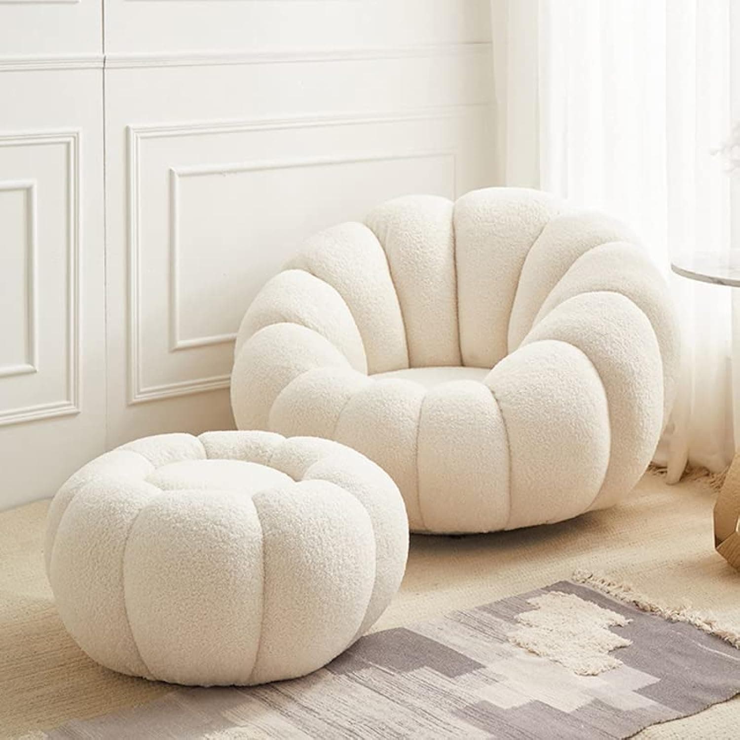 Maple Home Decoration Lamb Fleece Sofa Set Modern Nordic Flower Minimalist Style Sofa for Living Room Furniture (Single Seater & Footstool) on Amazon.ae - Price Tracker