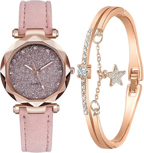 Luxury Womens Watch with Bracelet Gifts Set Rose Gold for Lady Female Elegant Wrist Watches Ladies Stylish Bracelet Watches on Amazon.ae - Price Tracker