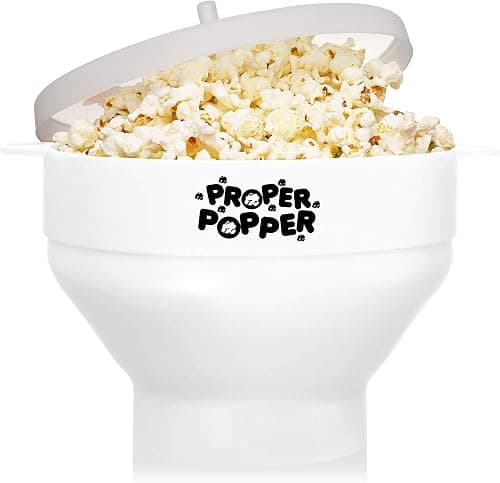 Proper Popper The Original Microwave Popcorn Silicone Popcorn Maker, Collapsible Bowl BPA Free & Dishwasher Safe - (White) على Amazon.ae - متتبع الأسعار