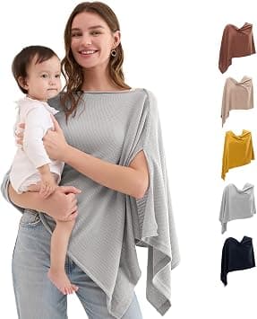 Momcozy Nursing Cover for Breastfeeding, Breathable Privacy Poncho, Multi-Use Nursing Shawl, Portable Breast Feeding Covers, Grey, One size على Amazon.ae - متتبع الأسعار
