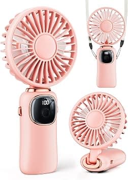coldSky Portable Handheld Fan, 4000mAh Battery Operated Fan with LED Display, Handheld/Neck/Desk 3 in 1 Personal Small Fan, 90° Foldable Desk Fan with Base, 5 Speed Lash Makeup Fan for Women on Amazon.ae - Price Tracker