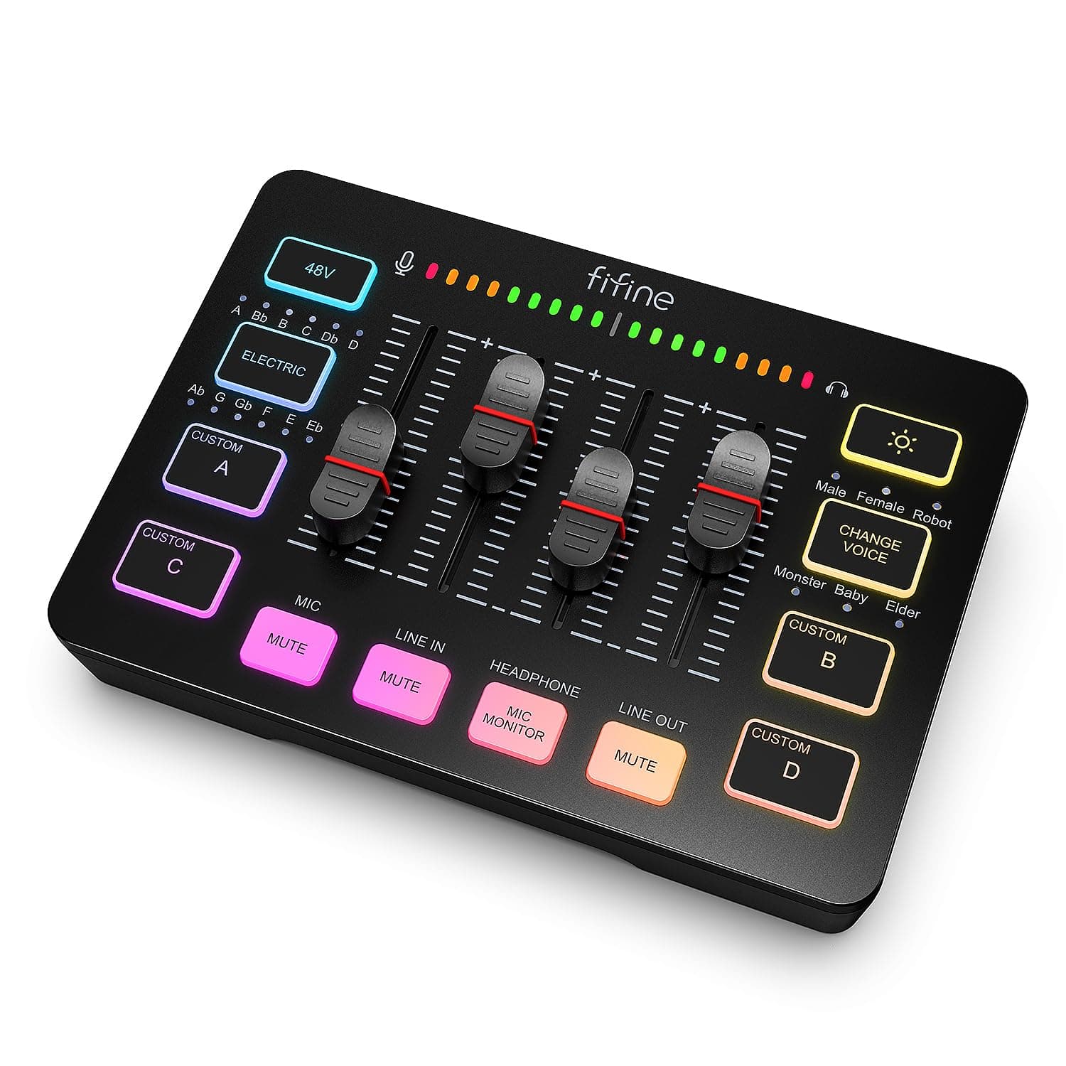 FIFINE Gaming Audio Mixer, Streaming RGB PC Mixer with XLR Microphone Interface, Individual Control, Volume Fader, Mute Button, 48V Phantom Power, for Podcast/Recording/Vocal/Game Voice-AmpliGame SC3 on Amazon.ae - Price Tracker