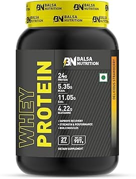 Balsa Nutrition Whey Protein Powder- 907g, 33g per Serving (Strawberry Flavor) | For Muscle Growth, Workout & Performance Recovery, Weight Management, Powerful Antioxidant | Non- GMO, Gluten Free - Amazon.ae Price Tracker