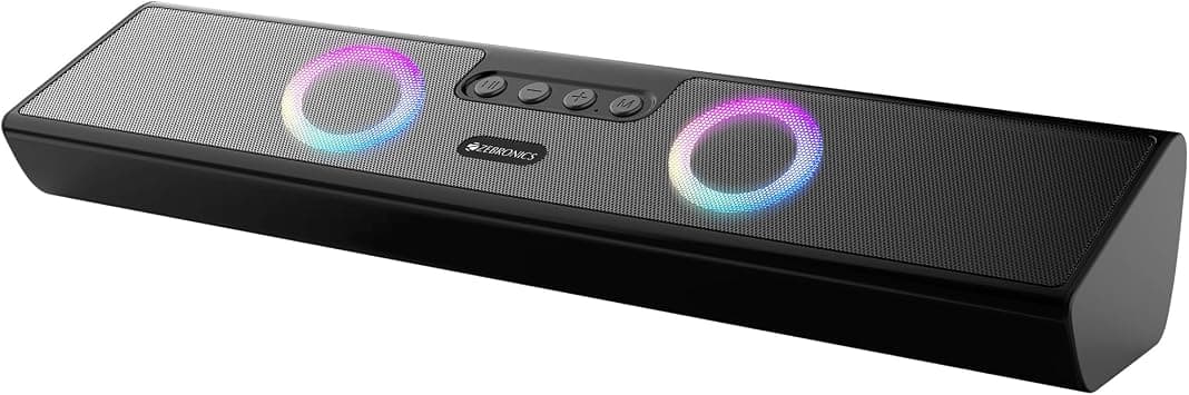 ZEBRONICS Astra 35, Wireless Bluetooth Soundbar, 16 Watts, Upto 24h Backup, Dual Drivers + Dual Passive Radiators, Call Function, Bluetooth v5.3 | USB | mSD| FM | AUX, TWS, RGB LED on Amazon.ae - Price Tracker