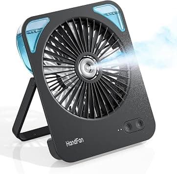 HandFan Portable Misting Fan, 4000mAh Rechargeable Personal Desk Mister Fan, Spray Water Mist Fans Battery Powered, Foldable Cooling Table Fans for Home Office Travel Beach Outdoors(Black) على Amazon.ae - متتبع الأسعار