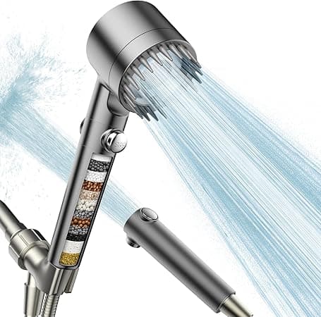 Filtered Shower Head with Handheld, High Pressure Water Flow and Multiple Spray Modes Shower Head with Filter, Power Wash for Hard Water, Showerhead with ON/OFF Switch for Pets Bath on Amazon.ae - Price Tracker