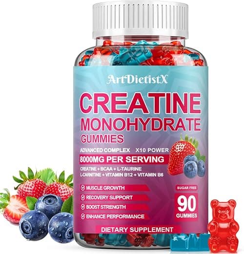Creatine Monohydrate Gummies 8000mg with BCAA, L-Carnitine, Taurine & Vitamin B12 - Pre-Workout Supplement for Muscle Growth, Strength & Energy على Amazon.ae - متتبع الأسعار