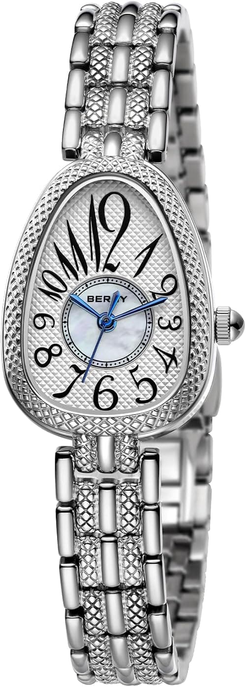 BERNY Silver Watches for Women, Dainty Ladies Wrist Watch, Vintage Serpent Series Watch, Women’s Luxury Birthday Gifts, Japanese Quartz Movement All Stainless Steel 3ATM Waterproof على Amazon.ae - متتبع الأسعار