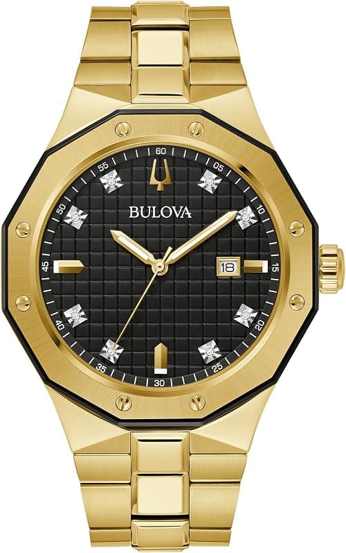 Bulova Men's Classic Stainless Steel 3-Hand Date Quartz Watch with Diamonds and Day Date, 44mm on Amazon.ae - Price Tracker