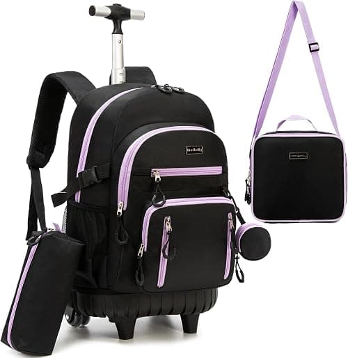 Rolling Backpack for Girls Kids Backpack with Wheels Backpacks for Elementary with Lunch Box Trolley Luggage على Amazon.ae - متتبع الأسعار