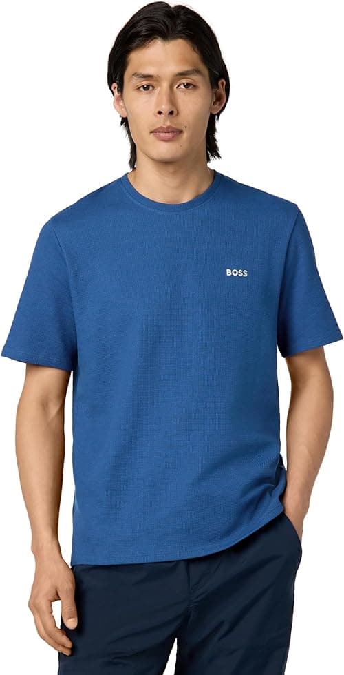 BOSS mens Waffle Contrast Logo Short-sleeve T-shirt Shirt on Amazon.ae - Price Tracker