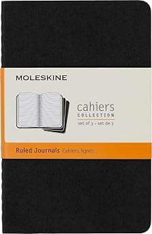 Moleskine Cahier Journal, Set 3 Notebooks with Ruled Pages, Cardboard Cover with Visible Cotton Stiching, Colour Black, Pocket 9 x 14 cm, 64 Pages - متتبع أسعار Amazon.sa