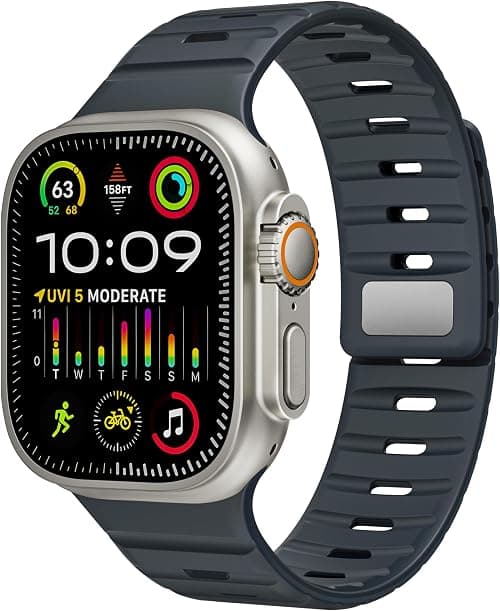 WAEVE Premium Magnetic Silicone Sport Band for Apple Watch Ultra 1/2/3 & Series 1–11, SE – Soft Breathable Segmented Strap for 38/40/41mm & 42/44/45/49mm على Amazon.ae - متتبع الأسعار