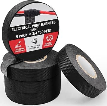 5 Rolls 3/4 Inch x 50 FT High Temp Wiring Harness Tape – Self-Adhesive Fabric Cloth Tape for Automotive, Electrical, Engine Wire Wrapping – Heat, Noise & Abrasion Resistant (Black) on Amazon.ae - Price Tracker