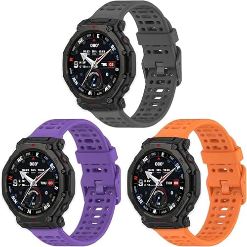 3 Pieces Watch Strap Compatible with Amazfit Helio Strap, 22mm Silicone Replacement Band Breathable Sport Loop for Bracelet Women and Men on Amazon.ae - Price Tracker