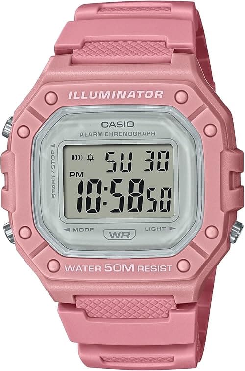 Casio Watch for Women, Quartz Movement, Digital Display, Pink Plastic Strap-W-218HC-4AVDF, Pink, sport on Amazon.ae - Price Tracker