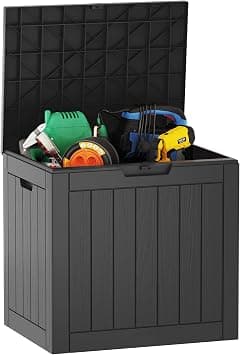 Outdoor Storage Box, 31 Gallon Deck Box Indoor and Outdoor Use, Waterproof Resin Storage Bin for Package Delivery, Patio Cushions, Gardening Tools, Lockable, UV Resistant - متتبع أسعار Amazon.sa