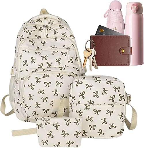 Fashion Backpack for Women - Trendy Bowknot Backpack Girls - Lightweight Spacious Cute Pack for Tourist Workplace Leisure Commuter Weekend Student on Amazon.ae - Price Tracker