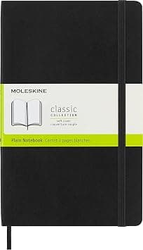 Moleskine Classic Notebook, Soft Cover, Large (5" x 8.25") Plain/Blank, Black, 192 pages - متتبع أسعار Amazon.sa