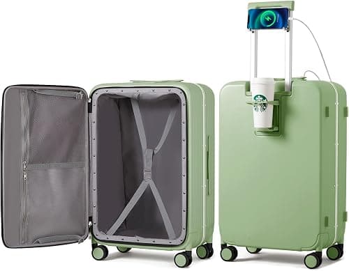 mixi Luggage PC Hardside Rolling Suitcase with Spinner Wheel TSA Lock with Cup Phone Holder on Amazon - Best Deal Finder