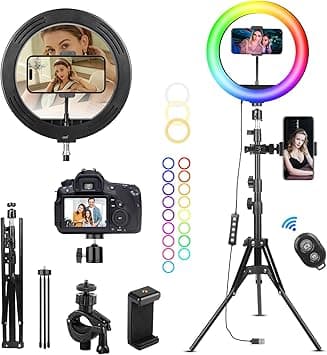 KOSCHEAL Light Ring with Tripod,Selfie Ring Light 10” Adjustable 1.8m and 37 Modes RGB Colors,Adjustable for Selfie,Makeup,Tiktok,Smartphone Compatible on Amazon.ae - Price Tracker