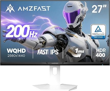 Amzfast 27" White Gaming Monitor, WQHD 2560x1440 200Hz Fast IPS 1ms HDR400 على أمازون - دليلك لأفضل العروض
