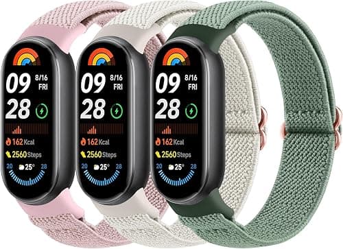 Elastic Bracelet for Xiaomi Mi Band 8/9/10 Strap, Stretchy, Adjustable, Breathable Nylon Strap compatible with Xiaomi Mi Smart Band 8/9/10 Band for Men and Women (Pink+Green+Starlight) on Amazon.sa - Price Tracker