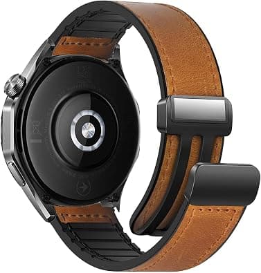 22mm Leather Watch Strap Compatible with Huawei GT6 46mm/GT6 pro/GT5/GT4 46mm/GT3 46mm/GT3 Pro/Watch 3/GT2e/GT2 pro/GT5 pro/GT2 42mm 46mm Replacement Strap - متتبع أسعار Amazon.sa