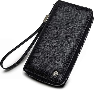 LAORENTOU Men's Genuine Leather Wallet for Checkbook Credit Cards Vintage Long Bifold Wallet Clutch Purses for Men (Black), 01 Black, One_Size, Clutch Wallet on Amazon.ae - Price Tracker