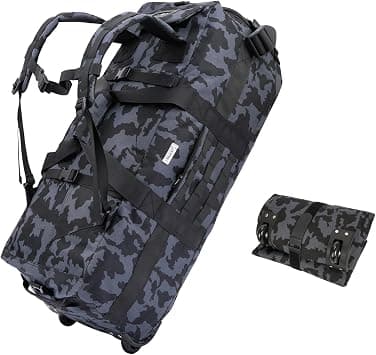 80L Waterproof Rolling Duffel Bag with Quick-Release Straps, Military Tactical Wheeled Foldable For Deployment Traveling Camping Sporting, Camouflage (Adjustable handle), Military Style على Amazon.ae - متتبع الأسعار