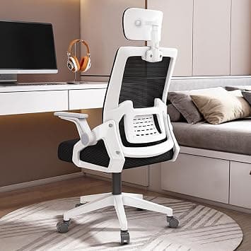 Ergonomic Office Chair with Headrest, Adjustable Headrest&Seat Height Lift Desk Chair, Latex Cushion and Soft Breathable Mesh Backrest for Long Hours of Play or Work(black) on Amazon.ae - Price Tracker