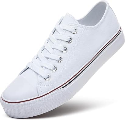 ZGR Womens Low Top Canvas Shoes,Lace up Canvas Sneakers,Casual White Tennis Walking Shoes on Amazon.sa - Price Tracker